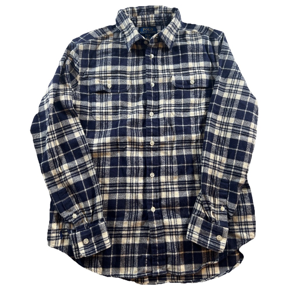 Ralph Lauren Flannel Shirt Boy's Sz Large (14-16) Plaid‎ Long Sleeve Button Down